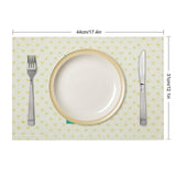 Flax placemat for dining table with heart pattern, plate and silverware set, dimensions 44x31cm