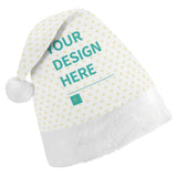 Customizable Christmas Santa Hat with 'YOUR DESIGN HERE', perfect for holiday parties and gifts