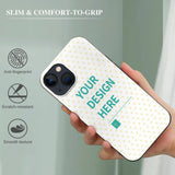 Custom iPhone 13 phone case with personalized design, white heart pattern, anti-fingerprint, scratch-resistant