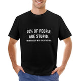 Men's black crew neck t-shirt with humorous printed graphic: 70% of people are stupid.