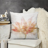 Soft plush throw pillow cover with watercolor floral art. Decorative pillow for sofa or couch, peach and pink color