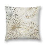 Soft plush throw pillow cover with abstract gold burst design for sofa and couch, decorative pillow