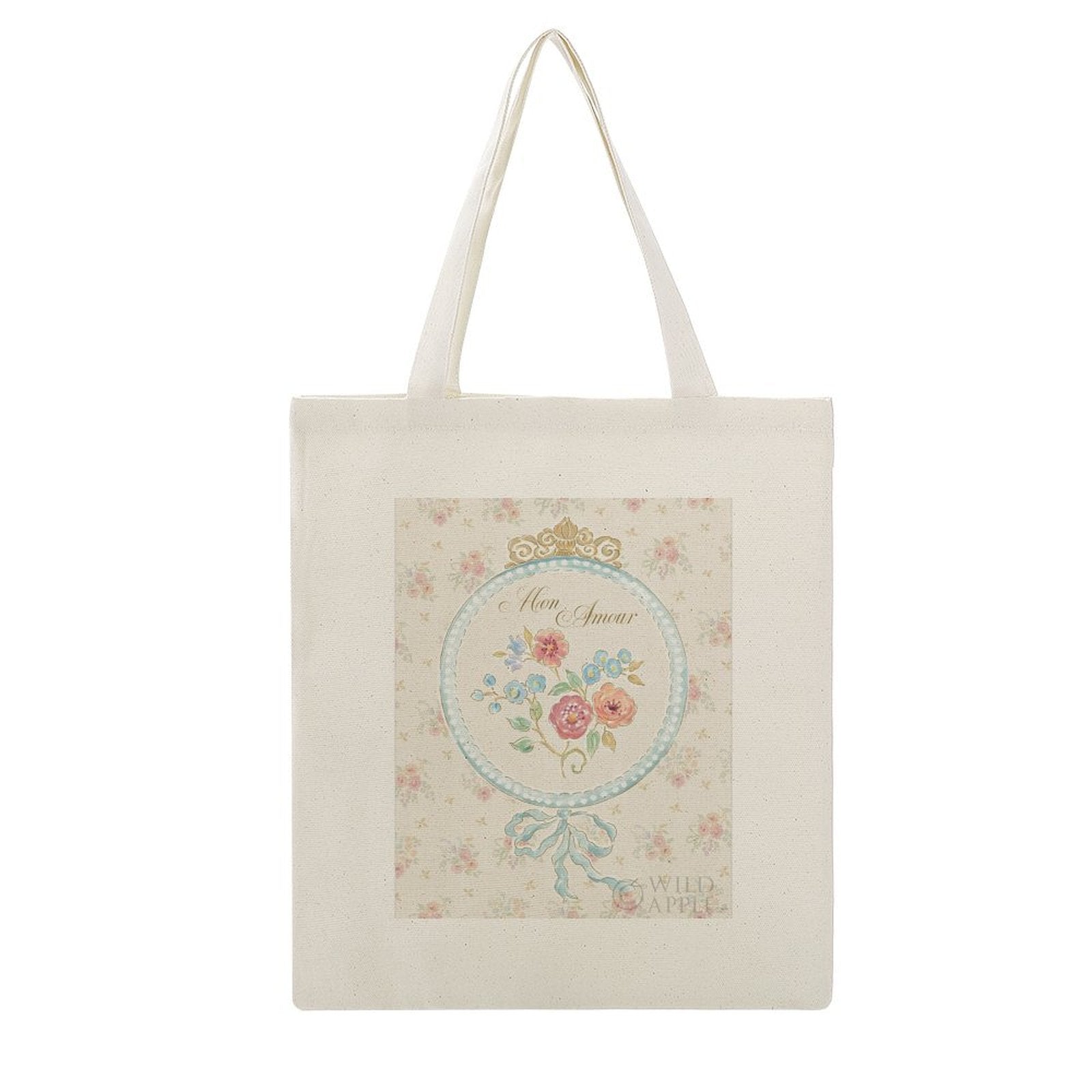 Personalized canvas tote bag for women featuring floral design, cotton bag for shopping, Mon Amour, Spring Fling