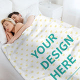 Customizable fleece blanket with 'Your Design Here' text, soft and warm, perfect for personalized gifts from MyArtsyGift