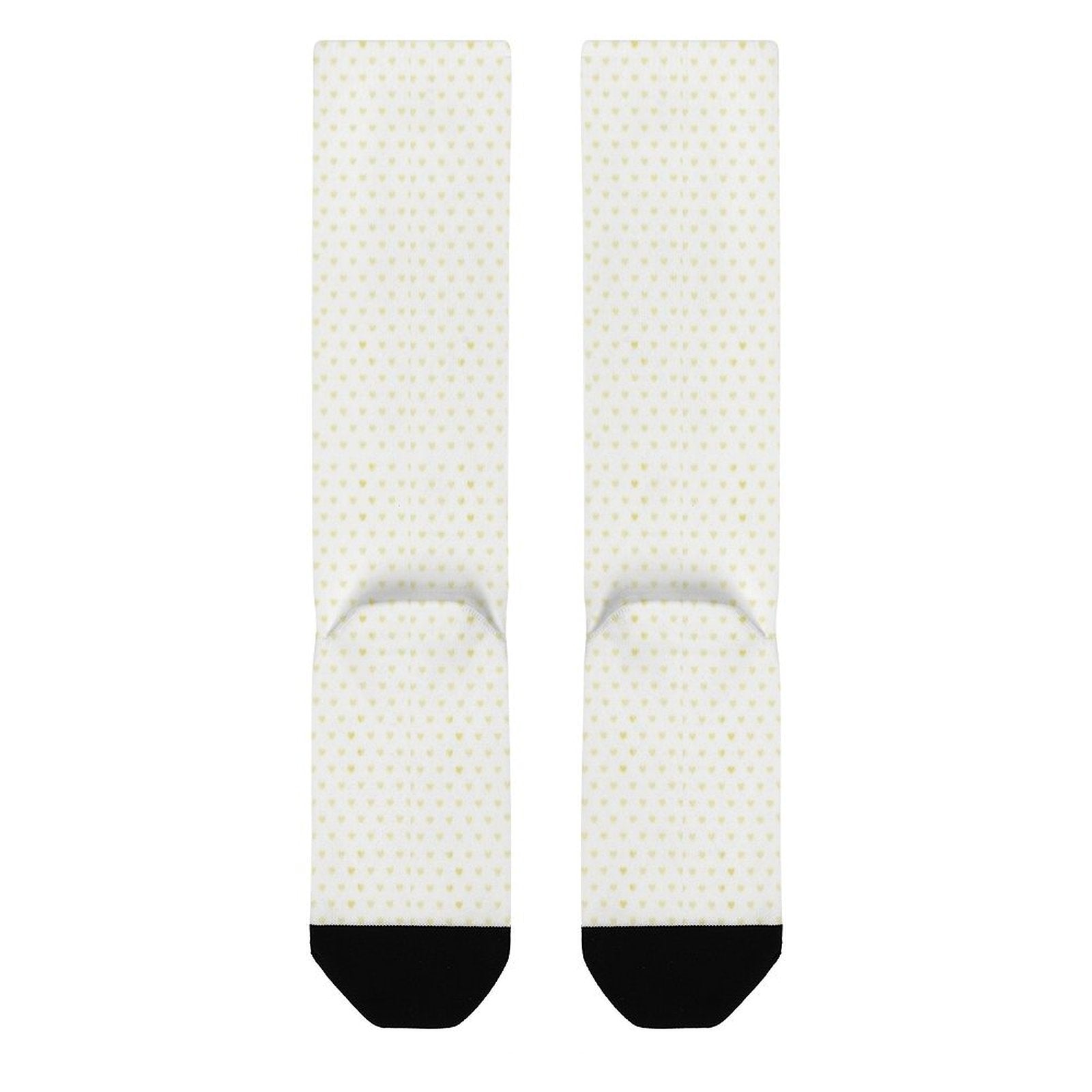 Customizable mid-calf socks with yellow heart pattern, perfect gift for women and men.