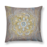 Plush throw pillow cover with gold mandala design, luxury soft decorative pillow covers for sofa, couch, living room.