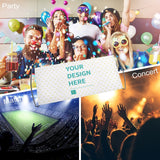 Custom hand waving flag with 'YOUR DESIGN HERE' message, cheering at a concert, soccer match, and party, made of polyester.