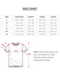 Size chart for custom men's double-sided design short sleeve tee, with shoulder, length, bust, and sleeve measurements.