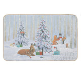 Personalized Christmas Critters Floor Mat with Winter Forest Scene and Animals, by Wild Apple
