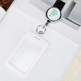 Personalized badge reel holder with 'YOUR DESIGN HERE', stainless steel ID clip