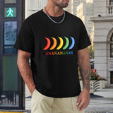 Men's black cotton crew neck t-shirt with colorful banana design, MyArtsyGift, sizes S-6XL
