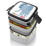 Kids' bento lunch box with elephant design and DREAM BIG text, for school and travel.