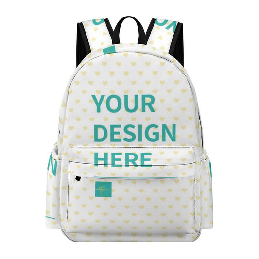Custom backpack with YOUR DESIGN HERE, ideal for kids, featuring Oxford cloth and heart design.