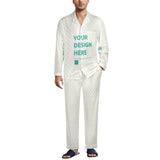 Personalized men's pajama set in cotton-like fabric, custom button-down sleepwear gift with design