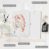 Betta fish wooden wall clock by Wild Apple, square design with silent movement, perfect for home decor