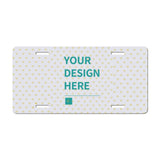 Personalized aluminum car tag with customizable design, including text and images; US standard size 6x12 inches