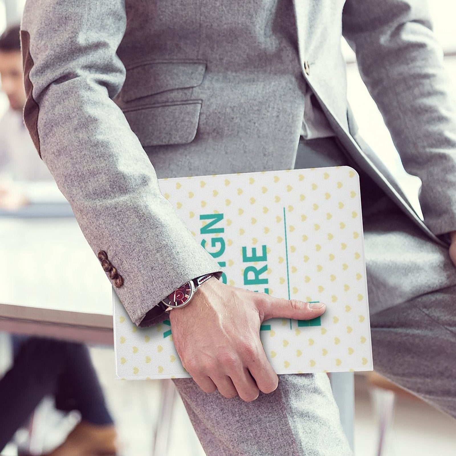 Custom iPad case with heart pattern and personalized design, Sign here, suitable for iPad Air/Pro