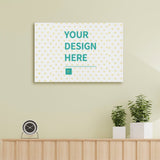 Custom canvas print with 'YOUR DESIGN HERE' text for personalized wall art, made in the USA, from MyArtsyGift