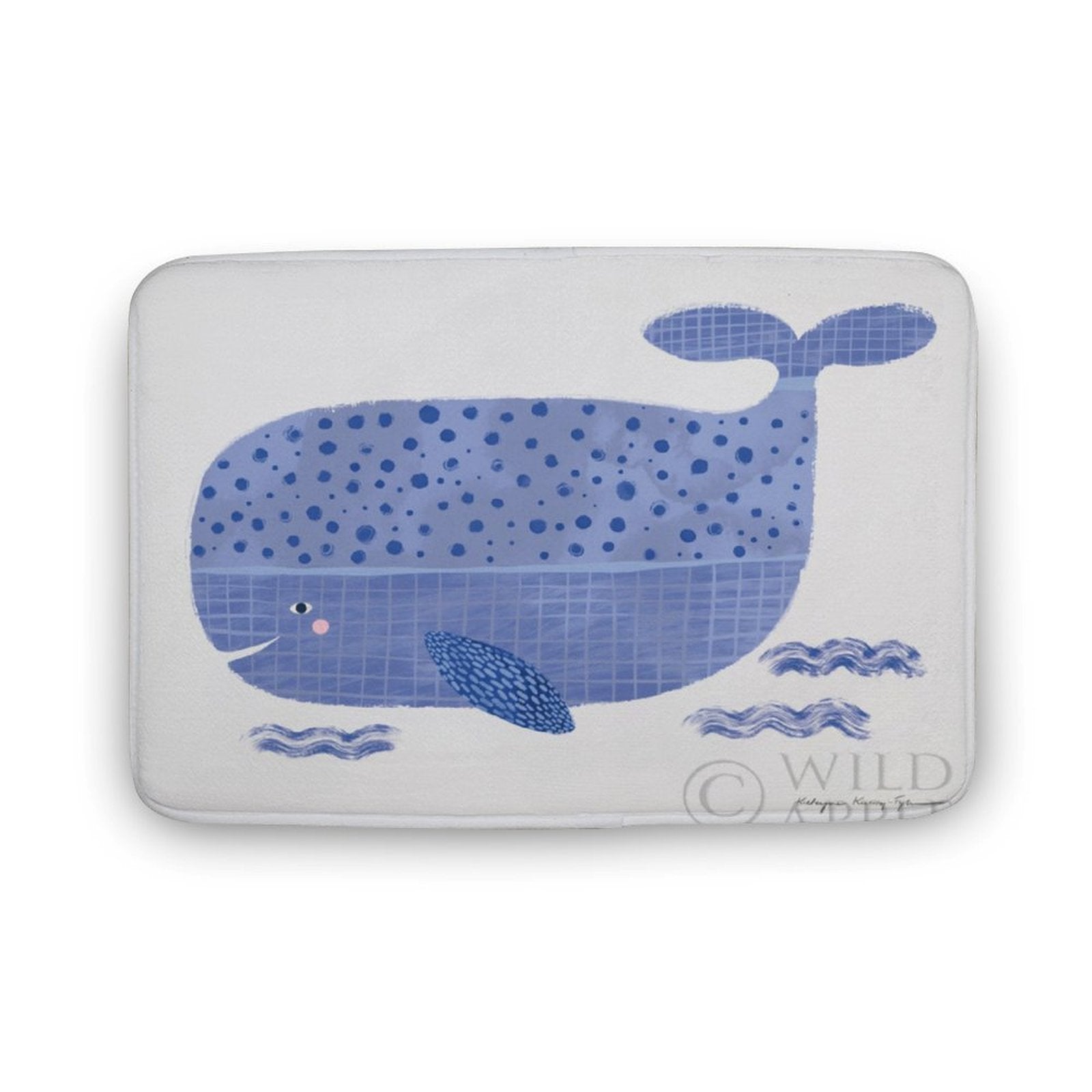 Coral velvet bath rug with a blue whale design, non-slip, absorbent, and perfect for bathroom or kitchen.