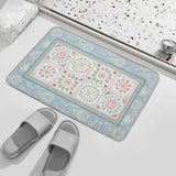 Floral design non-slip floor mat in a bathroom setting, perfect for bedroom decor; Desert BeautiesXIX