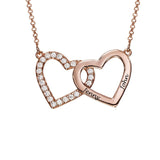 MyArtsyGift - Custom Plated Necklaces for Lover Personalized Interlocking Double Heart Diamond Necklace