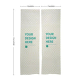 Customizable white linen door curtain with heart pattern and Your Design Here text, perfect for home, kitchen, or bistro.