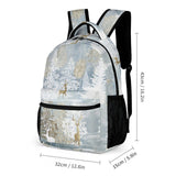 School backpack for girls and boys with Winter Forest design and deer illustration, 43cm high, includes lunch bag