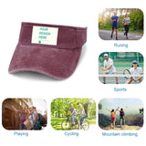 Custom Maroon Denim Leaky Top Visor Hat, personalized design area, suitable for sports and outdoor activities