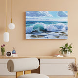 Canvas print: ocean wave art. Made in USA. Watercolor painting for coastal wall decor, featuring the Wild Apple signature.