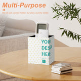 Personalized desk organizer with heart pattern and 'YOUR DESIGN HERE' text. Square pen holder.