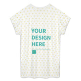 Custom T-shirt with 'Your Design Here' text, white milk silk fabric, customizable gift for women