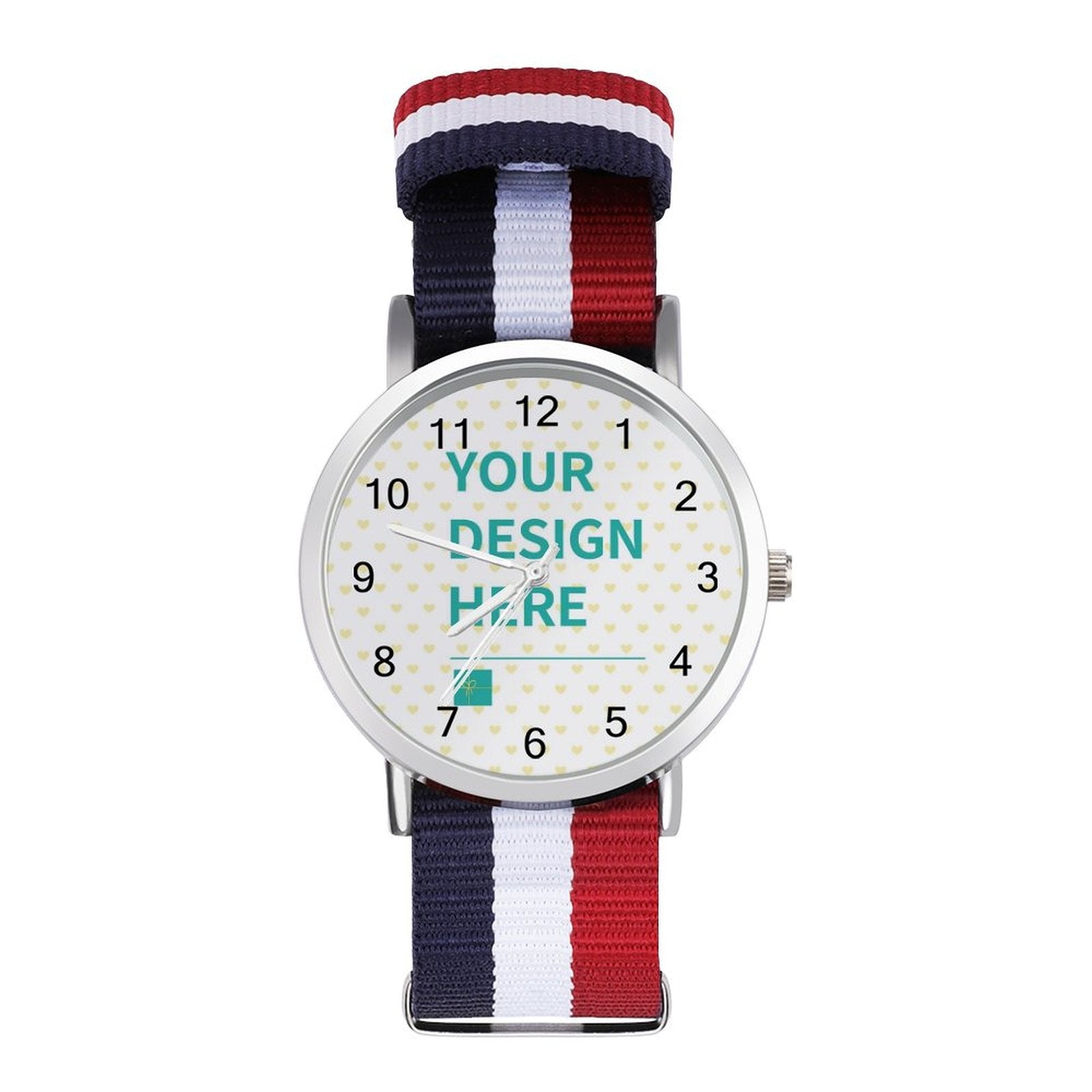 Personalized photo watch with nylon strap. Customizable design watches for men and women. Your design here.
