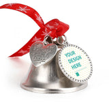 Custom Christmas jingle bell, personalized design area, with 'You are always in my heart' charm