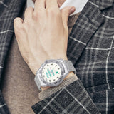 Custom photo watch with stainless steel strap and personalized design on face, men's fashion watch