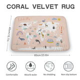 Coral velvet world map bath rug, non-slip, absorbent, easy to clean for bathroom, bedroom, kitchen