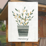 Herb Garden Metal Sign, Rosemary Plant Art, Iron Wall Decor, Boho Print, Made in USA