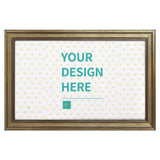 Personalized canvas print with 'YOUR DESIGN HERE', gold frame, customizable wall art for home decor, gift idea.