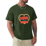 Green cotton crew neck t-shirt with 'I Love My Mom' design, MyArtsyGift apparel for men, perfect gift