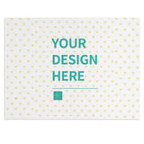 Custom canvas print mockup with heart pattern and 'YOUR DESIGN HERE' text. Personalized wall art for home decor