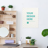 Custom canvas print with "YOUR DESIGN HERE" text, personalized wall art for home decor. Made of high-density canvas material.