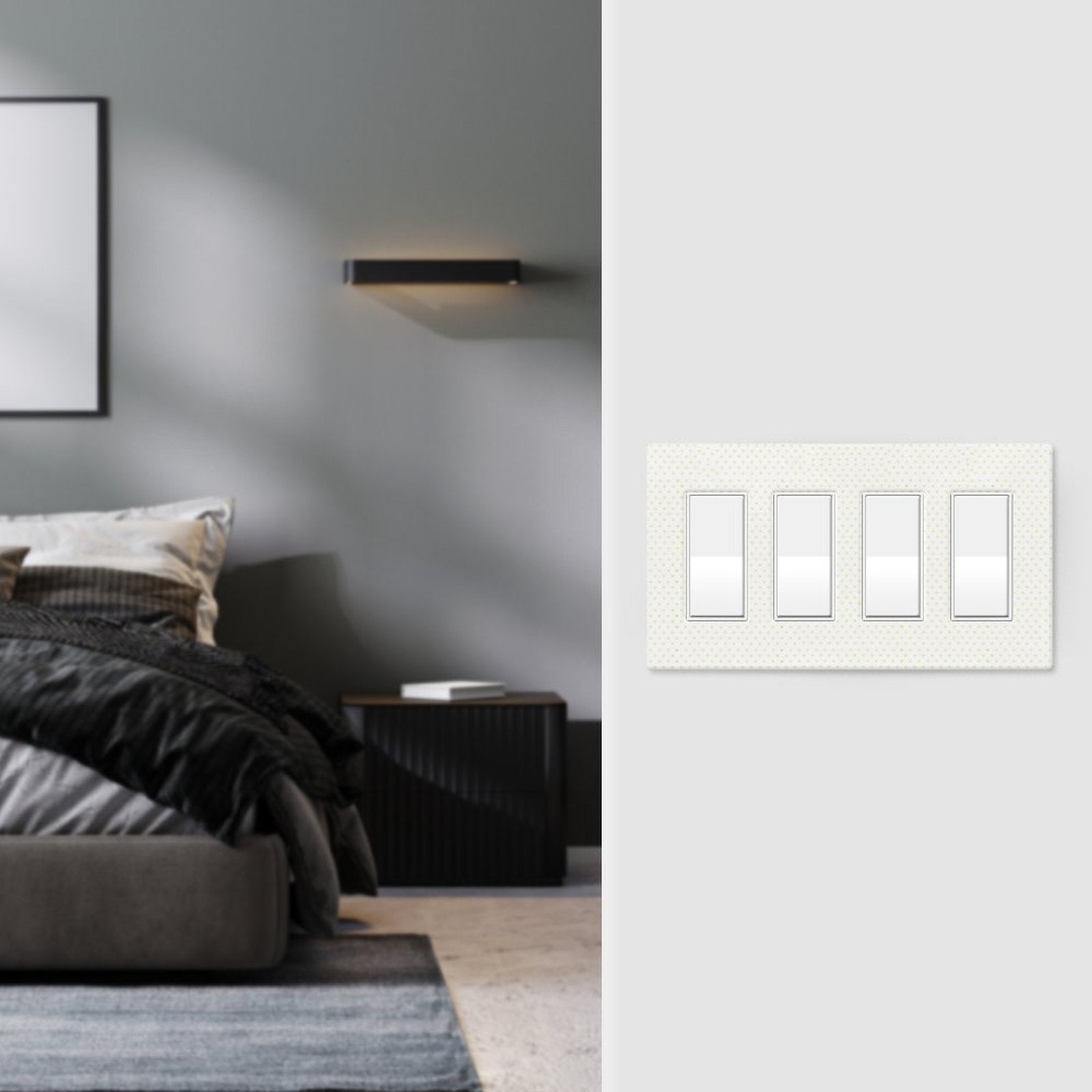 Custom light switch plate cover with dotted pattern; PC panel for home decor, four-gang wall plate for home decor