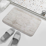 Coral velvet bath rug with abstract design, non-slip for bathroom decor