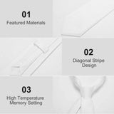White men's tie features: durable material, diagonal stripe, memory setting. Business work gift for dad, husband, boyfriend.