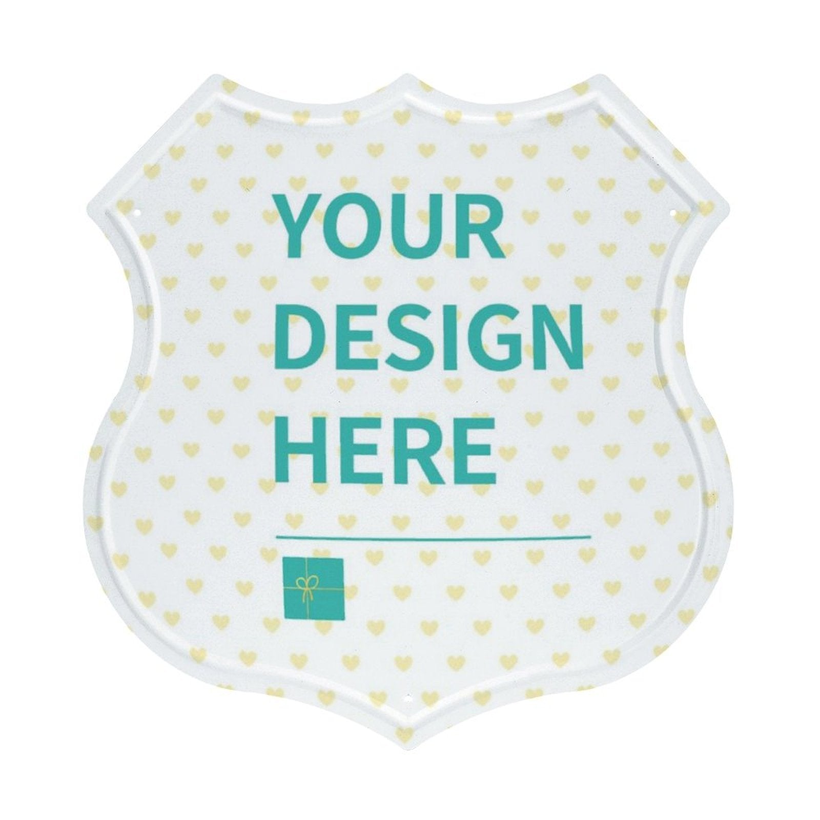 Custom Shield Shape Metal Sign personalized with your design for garage, coffee, kitchen or bar decor