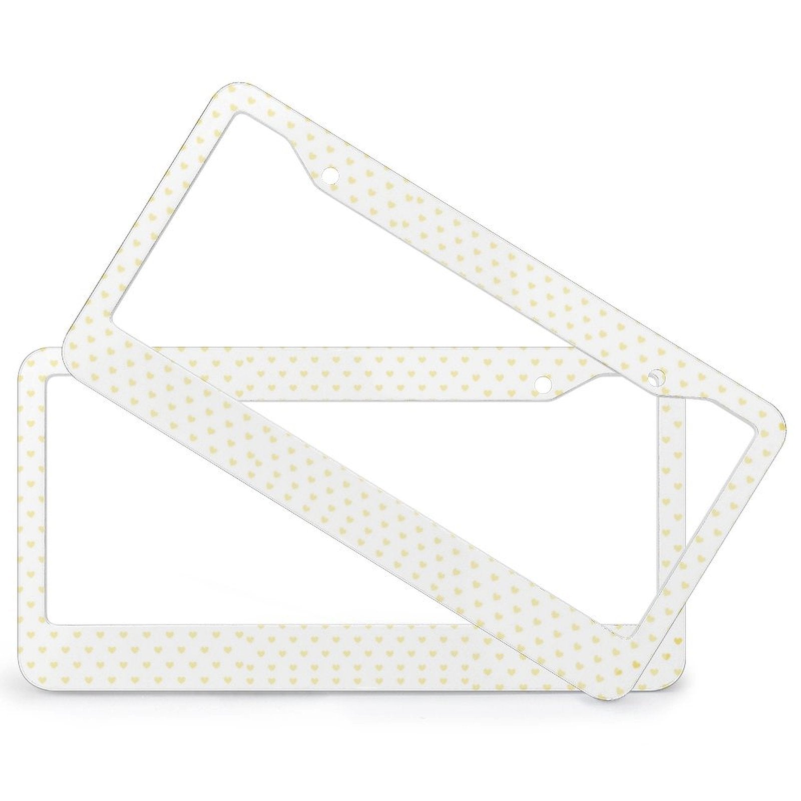 Custom license plate frame with yellow heart pattern, metal plate gift for car.