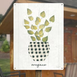 Oregano metal sign, green plant art, metal wall art for kitchen or garden.