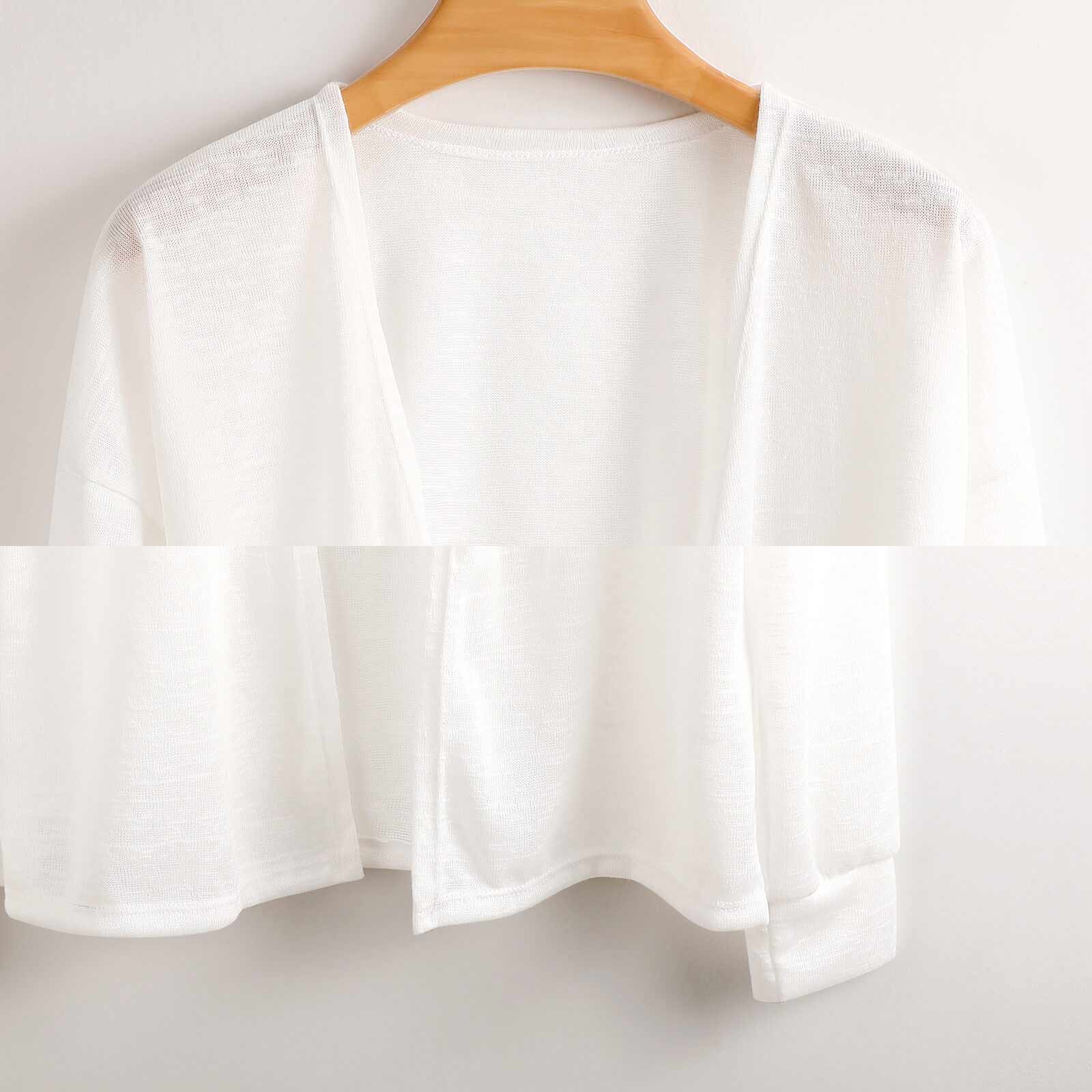 White short cardigan for women, open-front design, MyArtsyGift outerwear, knit fabric