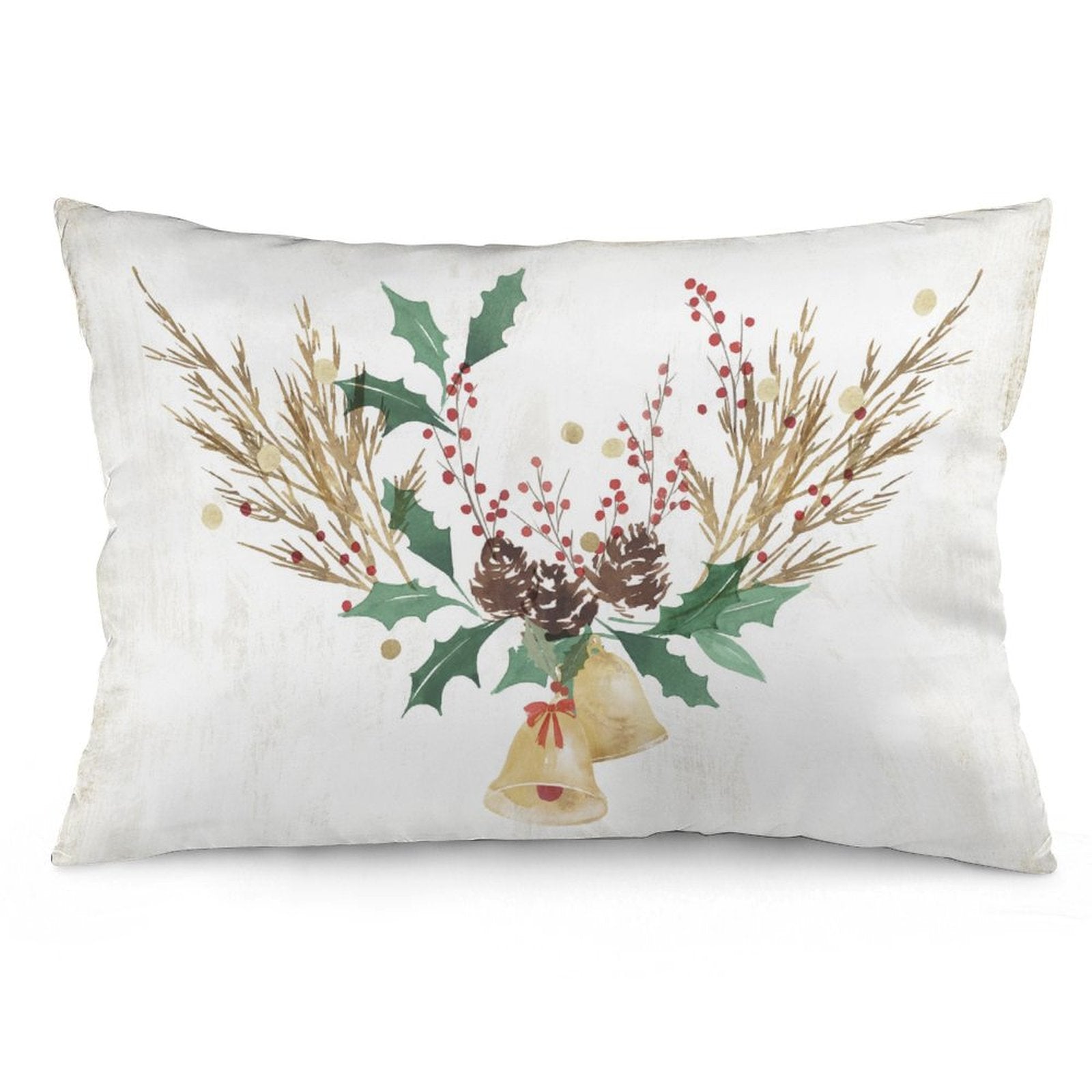 Polyester Christmas pillow cover with watercolor wreath design for home decor