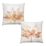 Set of 2 square short plush pillow covers featuring a delicate pink flower design, suitable for sofa, couch, and home decor.