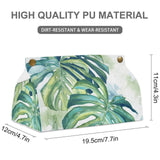 Rectangular PU tissue box cover with monstera leaf design. Wear-resistant tissue holder for home or office.